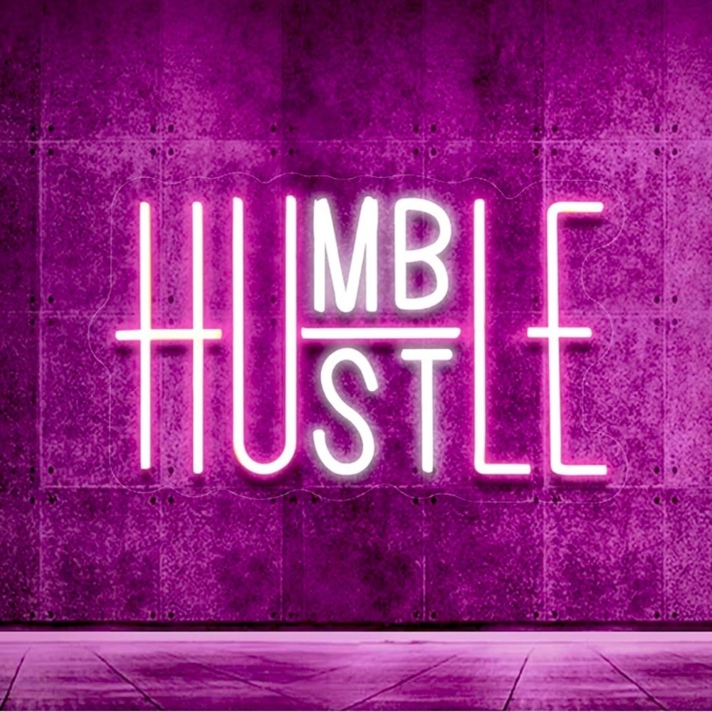 HUMBLE/HUSTLE Pink Neon Sign Lighting Wall Decor Accent Bedroom/Dorm/Office Gift